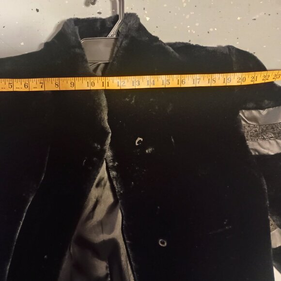 1940's Style- Black Velvety Winter Coat- Size Medium - Picture 7 of 11